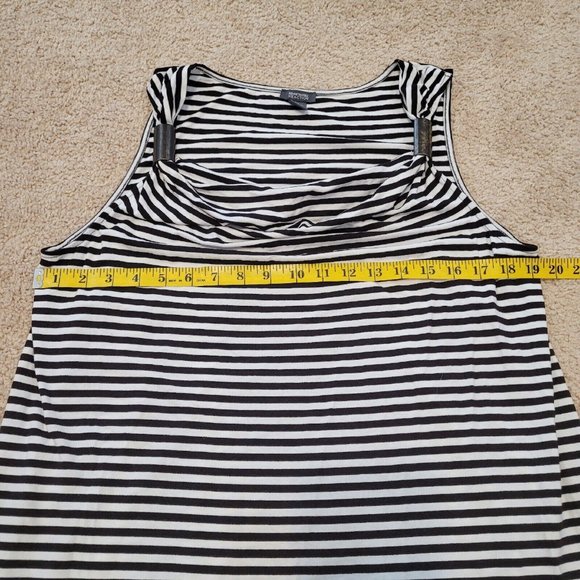 Kenneth Cole Reaction Cowl Neck Sleeveless Striped Top Size Large Black White - Picture 8 of 12
